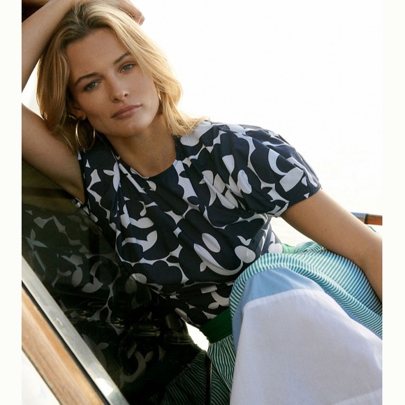 Anthropologie Womens Mignon Doo Angie Floral Print Poplin Top Blue XS - Picture 4 of 9